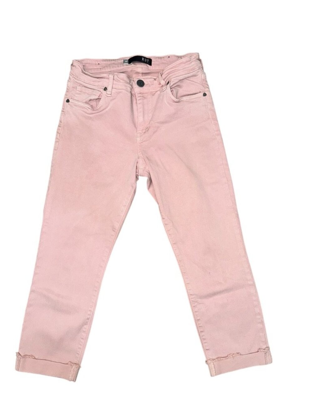KUT from the Kloth Amy Crop Straight Leg Jeans 8P Blush Pink Petite